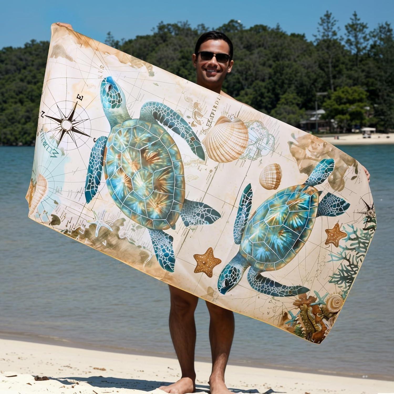 

Turtles pattern Beach Towel for Family stuff friend Gifts Towel Quick-Dry Towel For Bath Yoga Tourism Beach GYM Camping Swimming W40*H60(CM)