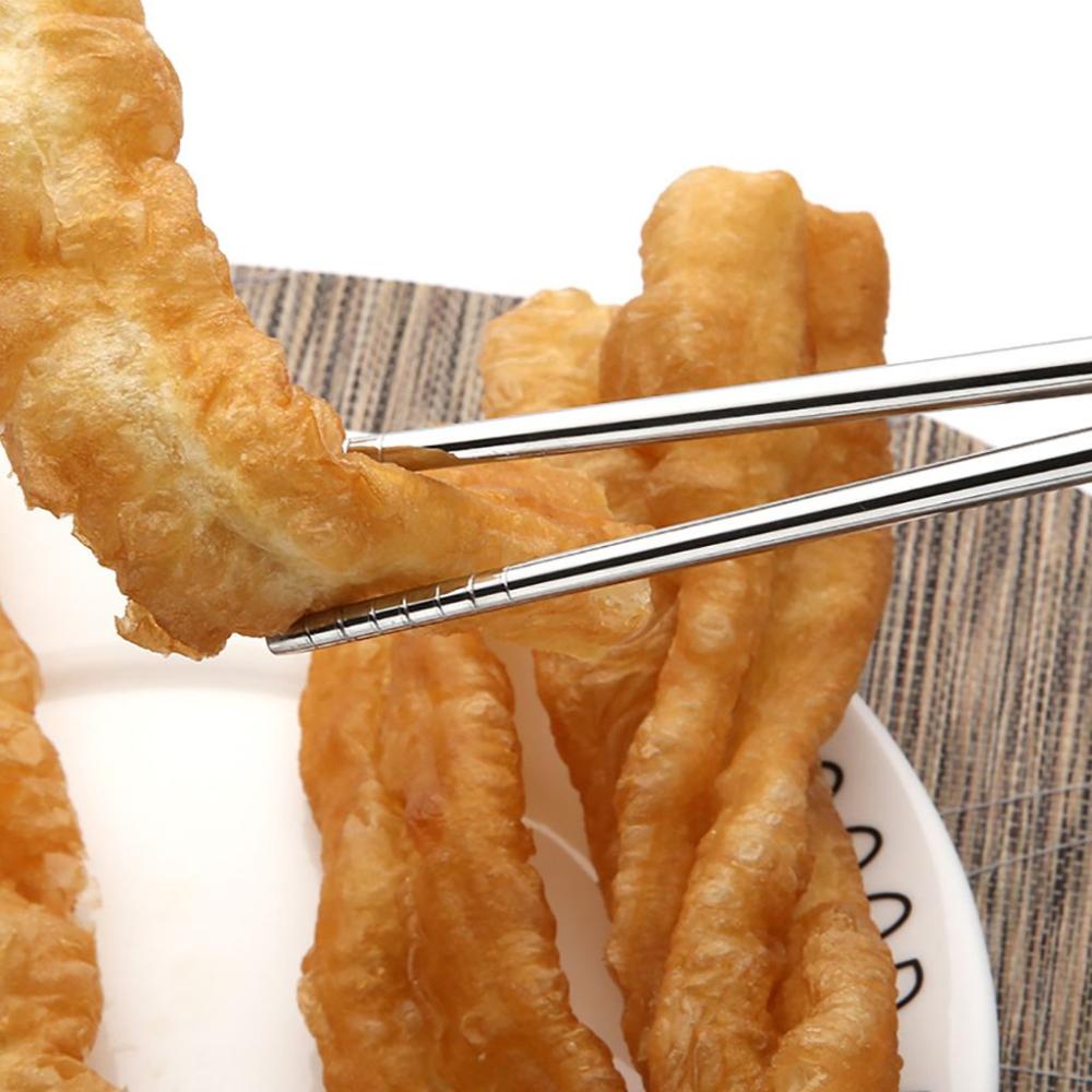 Zuhause,Restaurant Rutschfest Hochtemperatur Küchenzubehör Geschirr Essstäbchen Metall-Essstäbchen