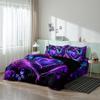 3Pcs Black Purple Heart Bedding Set, Blue Butterfly & Rose Print Duvet Cover, For Family Bedrooms Dormitories Hotels