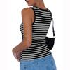 Women Sleeveless Tank Top Ribbed Knit Striped Pattern Casual Slim Fit Stretchy Lightweight Summer Shirt