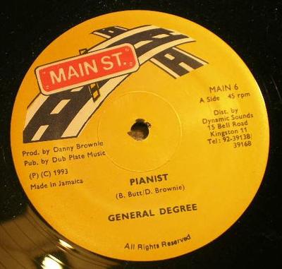12inch Record GENERAL DEGREE - Pianist MAIN6 Main St. 1993 Jamaica Reggae, Ska & Dub Used