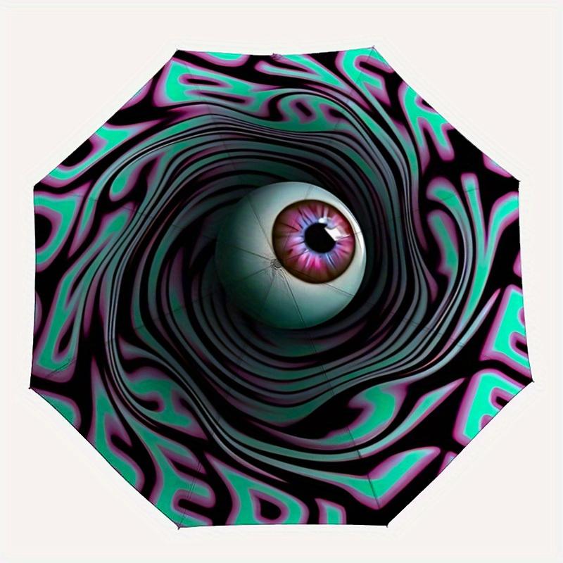 

1pc Psychedelic Eye Automatic Folding Umbrella, Portable & Foldable Design with 8 Ribs, Casual Outdoor Accessory yy250805142