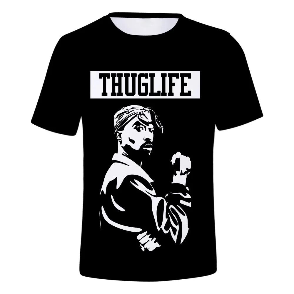 West Coast Gangsta GIRL's T-shirt Rapper Tupac Tops Hip Hop Thuglife Graphic T Shirts Oversized Short Sleeves Tee Men T Shirt