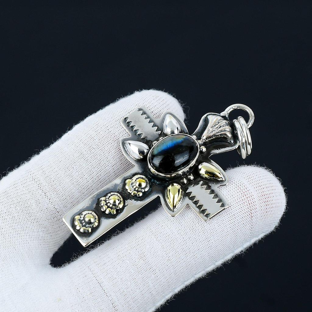 Labradorite Natural Pendant, 925 Sterling Silver Pendant, Labradorite Jewelry Necklace Pendant, Valentine's Day Gifts, Mother's Day Gift Her