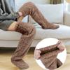 Over Knee Fuzzy High Socks Long Warm Socks for Winter 23.0-25.5cm Foot 41.5-45cm Leg Width Brown