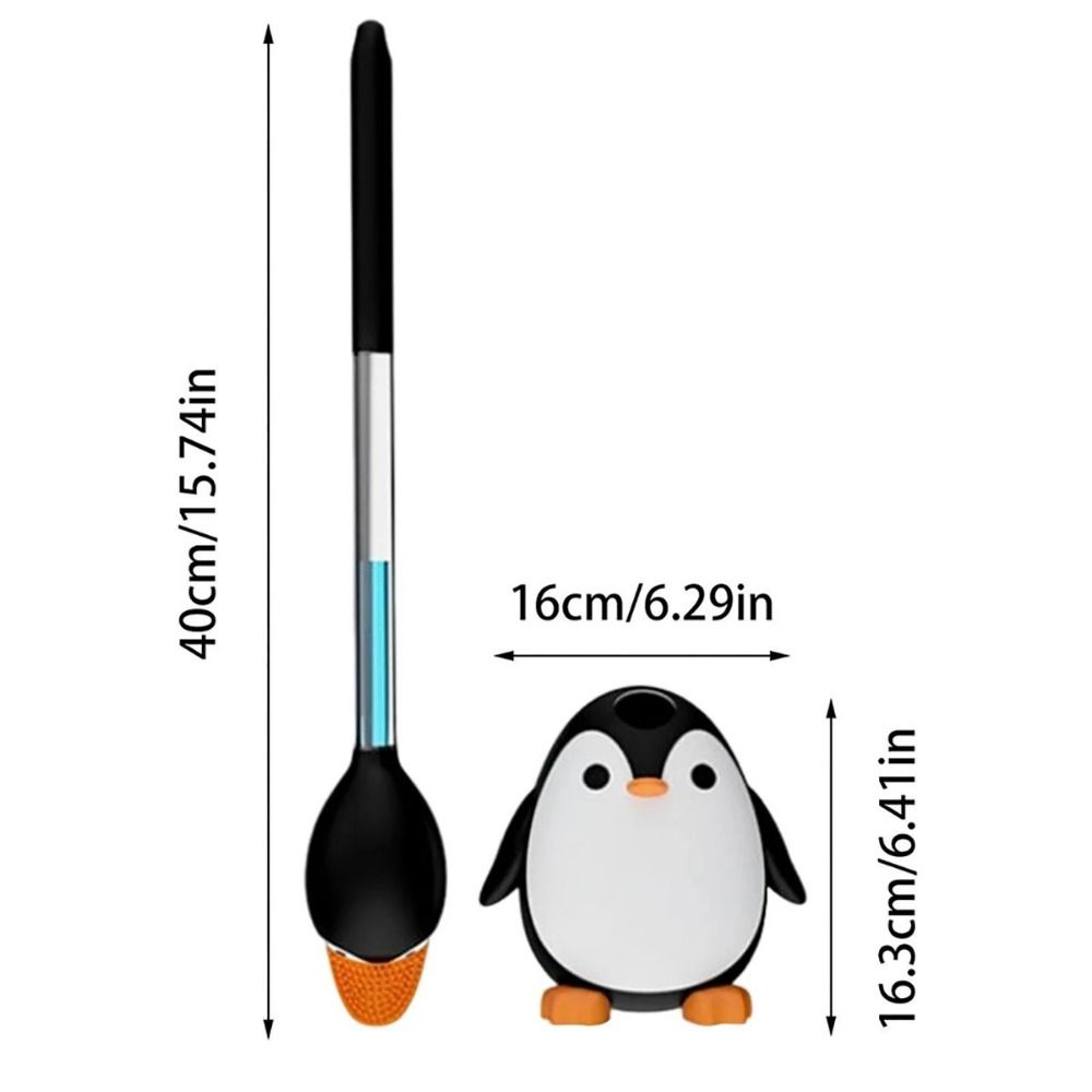 Penguin Shape Silicone Toilet Scrubber Wall Mounted Toilet Cleaner with Holder Bathtubs