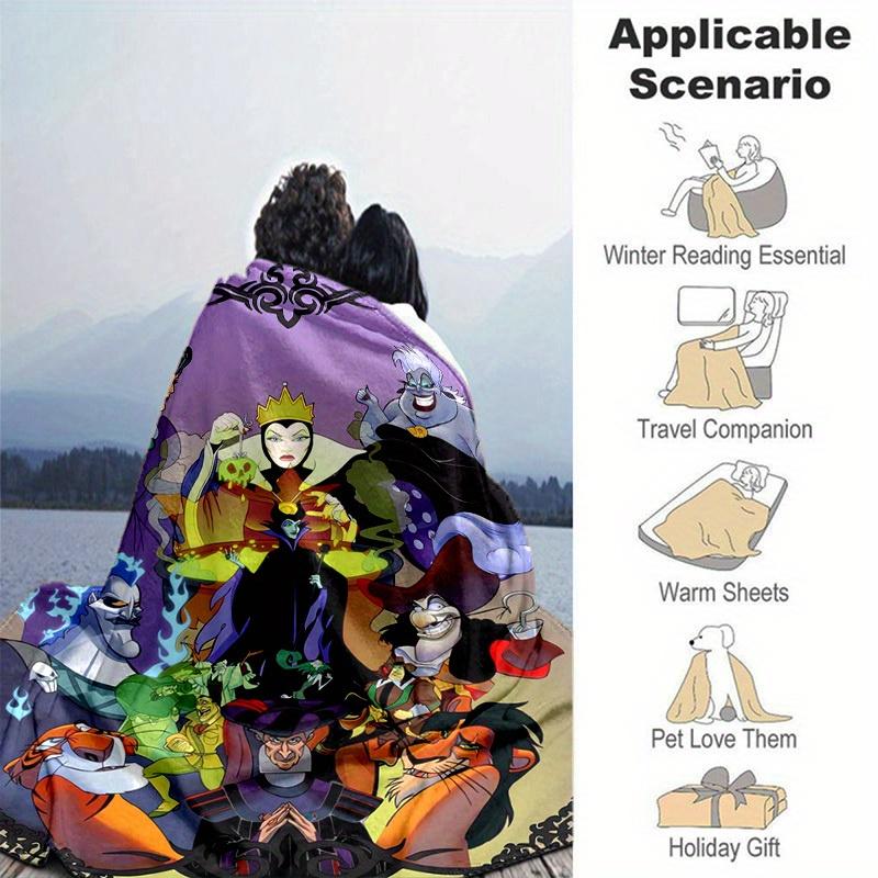 1pc. Cartoon Villains Blanket, Disney Villains Throw Blanket, Perfect for Bedding or Couch Cover, Soft Flannel Throw Blanket, Versatile & Co