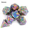 7 Pcs Colorful Double Swords Metal Dice Solid Polyhedral Dice Set Suitable for Role-Playing RPG  DND Pathfinder Board Game