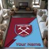 West Ham United FC Printed Crystal Velvet Rug Non‑Slip Crystal Velvet Carpet For Sofa Bedroom Indoor Home Decoration