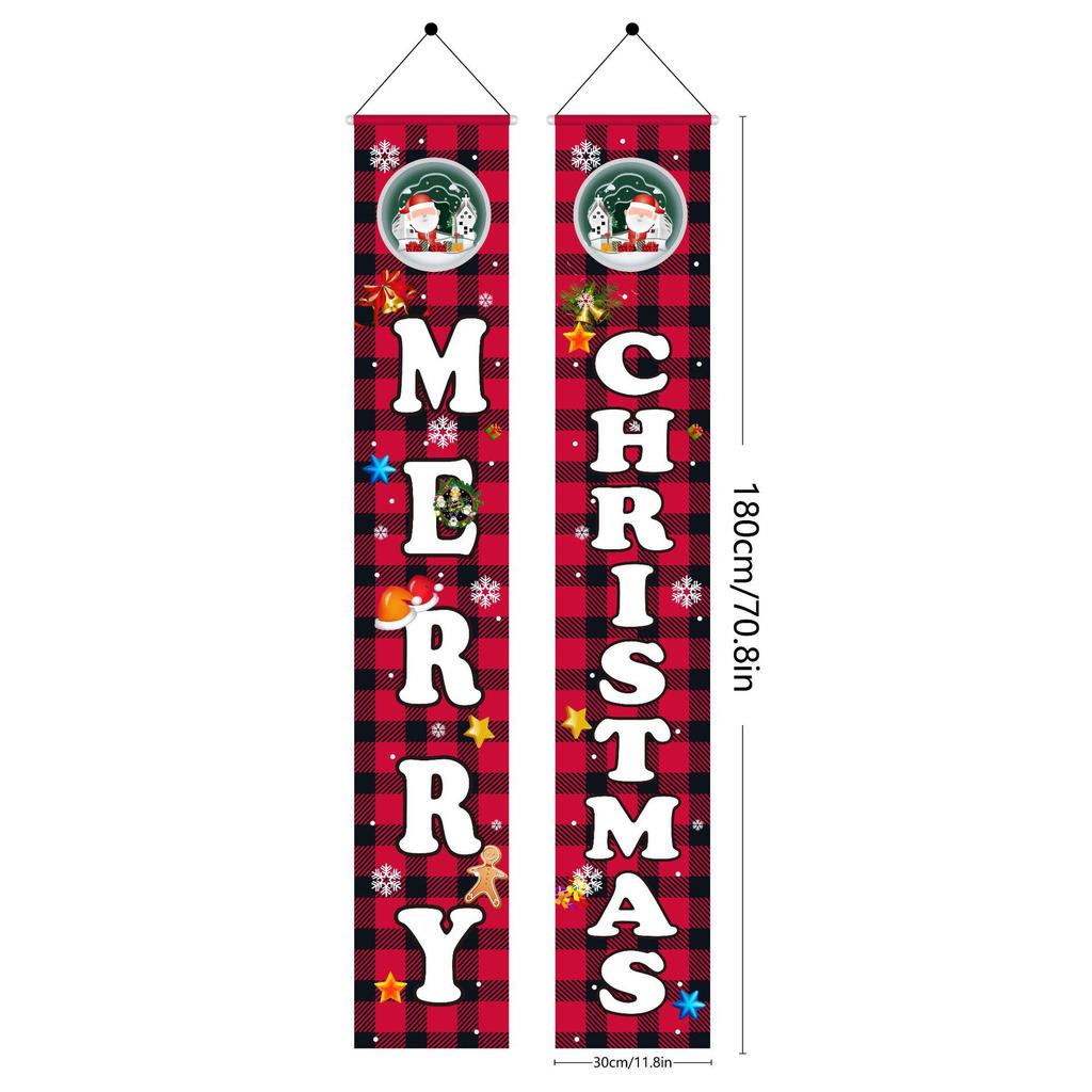 Weihnachts-Außendekorationen 1 Paar Weihnachtsbanner Nussknacker Soldat Banner Santa Schneemann Frohe Weihnachten Tür Veranda Dekor 2024