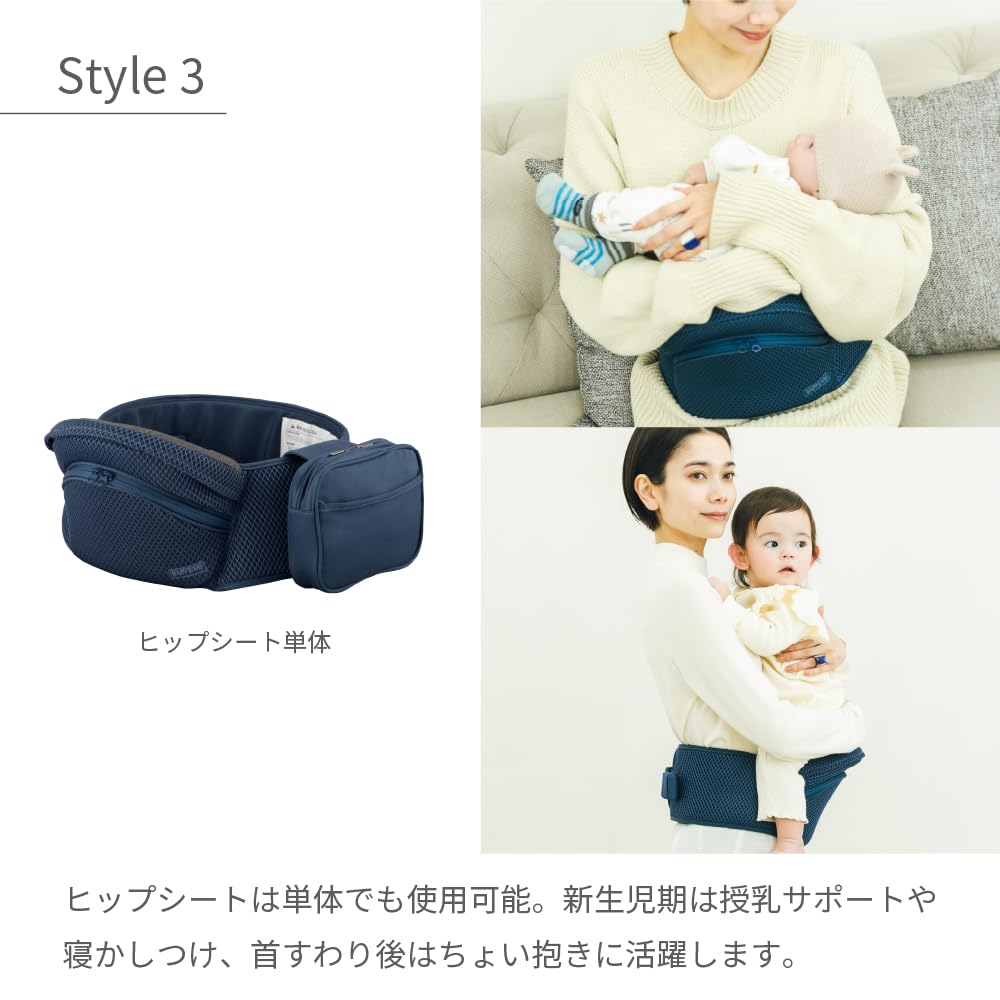 Beren First Set Indigo Blue Baby Carrier Can Be Used from Newborns Baby Carrier with Hip Seat Front of Neck Sitting Ergonomic Mesh Multifunctional