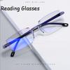 Rimless Reading Glasses For Men Women Resin Len Retro Square Ultralight Anti Blue Light Eyewear Presbyopia Optical Eyeglasse