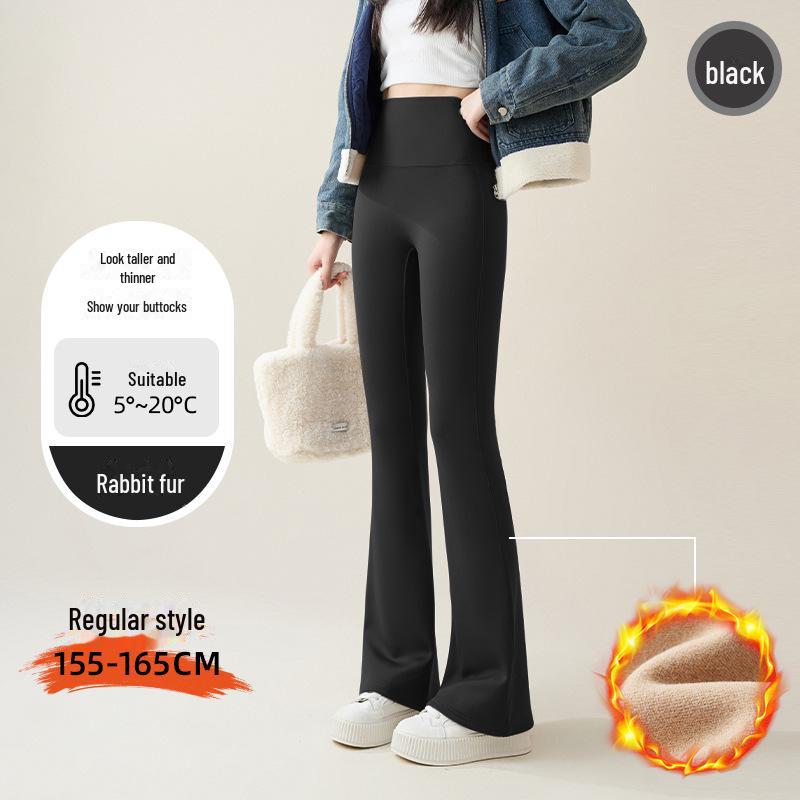 Women's High Waist Tummy Tuck Fleece Flared Yoga Pants for Autumn/Winter