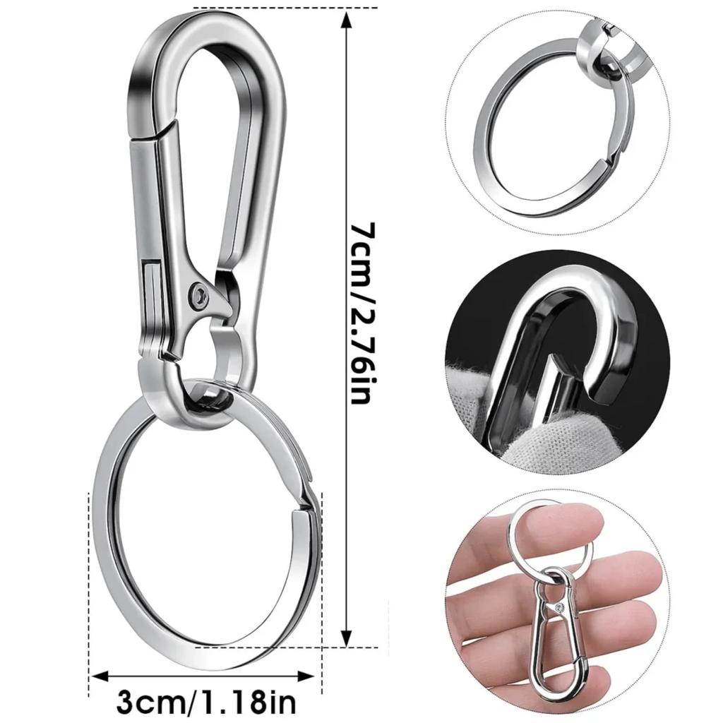 4Pcs Metal Carabiner Shape Key Ring Keyring Carabiner Clip Keychain Holder Clips Hook Holder Organizer for Car Keys Finder Amagi