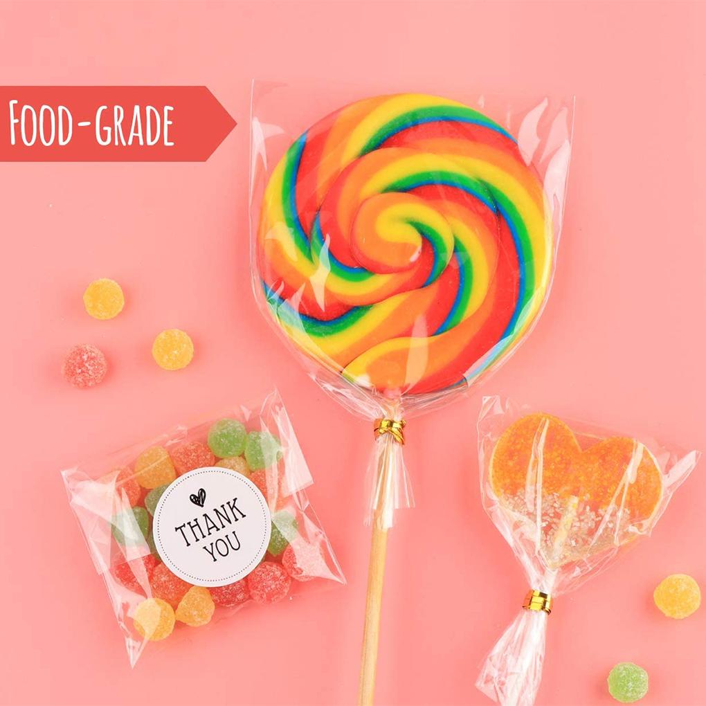 100ks Sáčků na lízátka OPP Sáčky na balení bonbonů DIY Kuchyňské Sáčky na sušenky Čokoláda