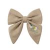 Flower Embroidery Bow Hair Clip Sweet Princess Girls Hair Clips Handmade Ribbon Bangs Hairpin Cute Bowknot Barrettes Headwear