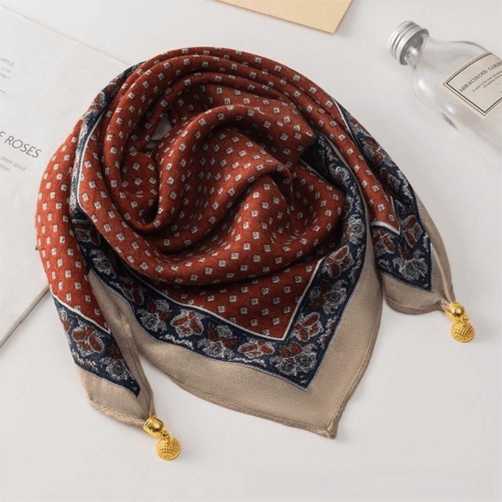 

Soft Cotton Magnetic Print Scarves 65x65cm Floral Print Women Floral Neckerchief Magnetic Buckle Cotton Square Scarf Girl Women