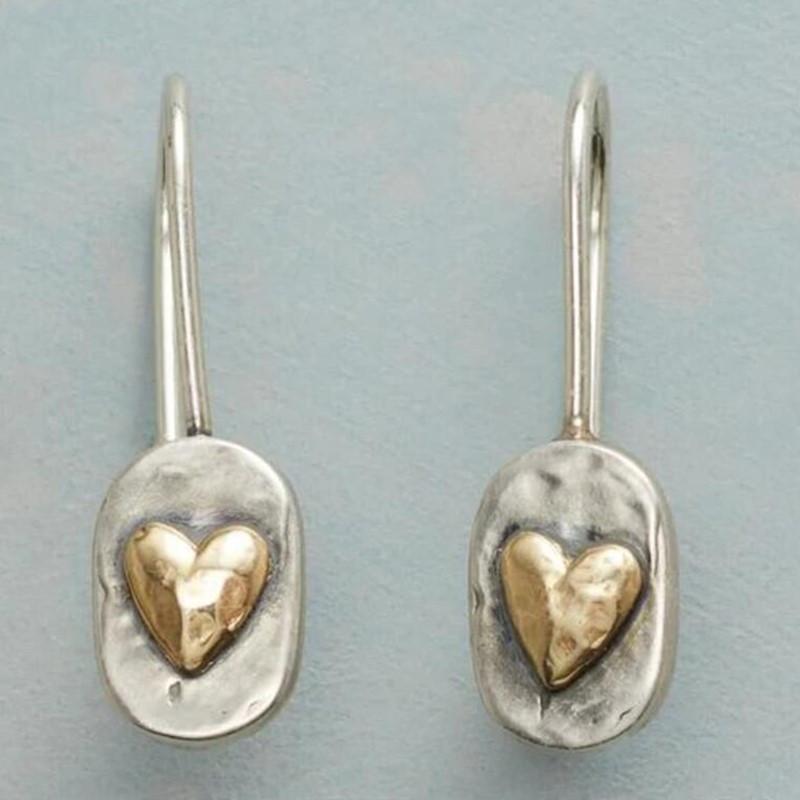 

YOYO Women s Heart-Shaped Earrings - White Golden-Plated Bohemian Retro Oval Frame with Glossy Finish, Dark Night Romantic Jewelry for Everyday & Part