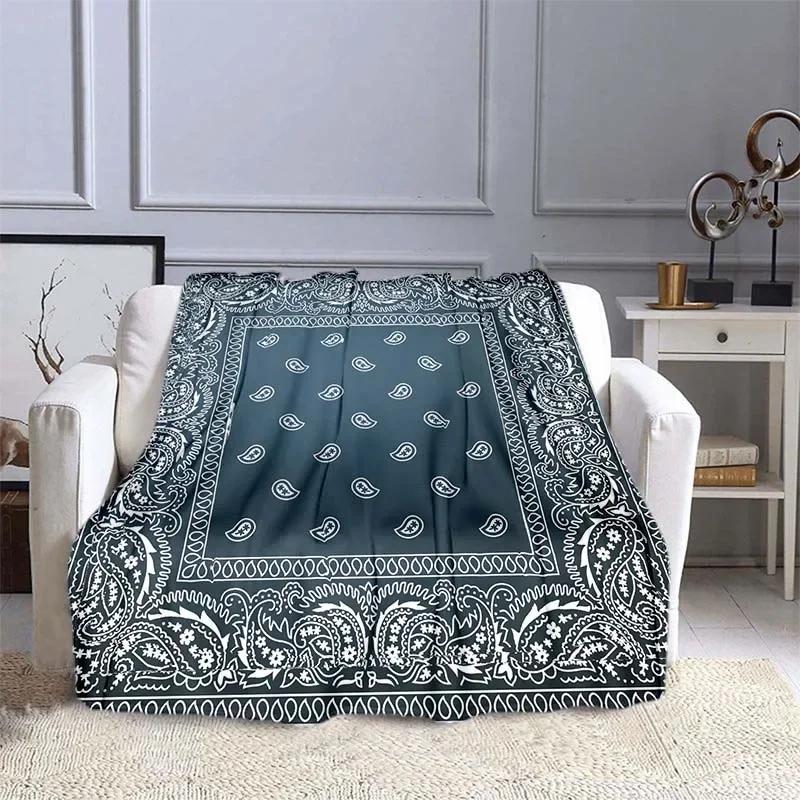 Bohemian Style Boho Bandana Sofa Blankets for Beds Super Soft Warm Blanket Cover Flannel Throw Blanket Flannel Blanket Home Gift#