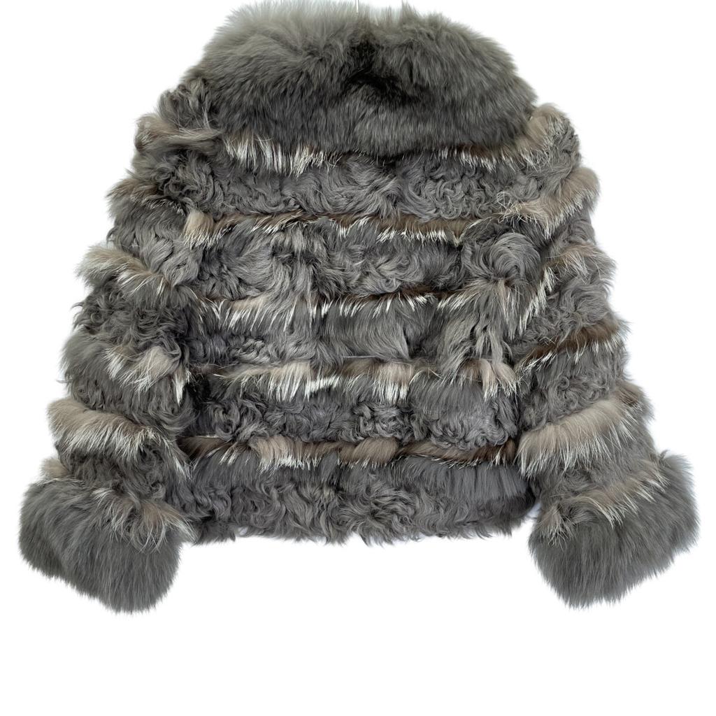Diagram 04390201 Gray Lamb Fur x Fox Fur Jacket Jacket 36 grayUsed