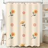 Vintage Floral Bath Shower Curtain Decorative Waterproof Fabric White Pink Yellow Flowers Design Size Customizable for Bathroom