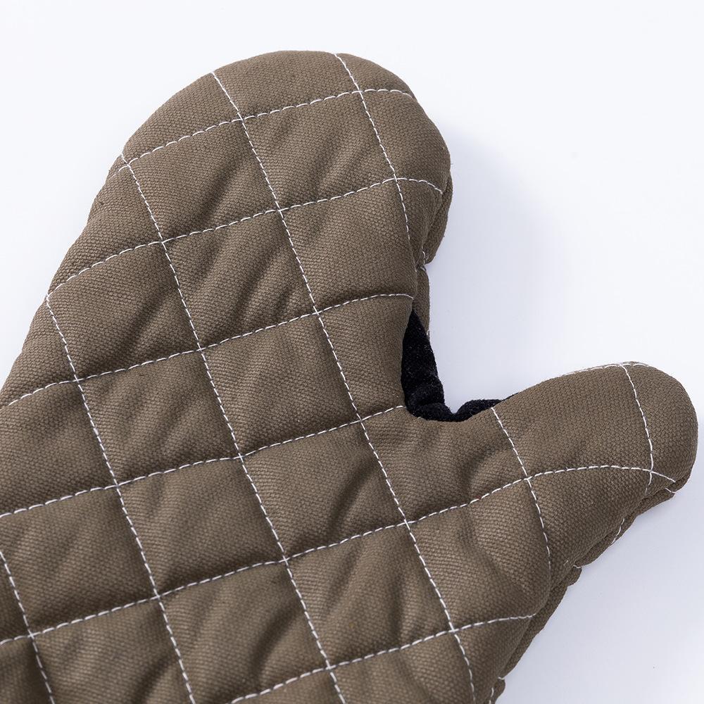 Thickened Pure Cotton Canvas Flame Retardant Heat Insulation Gloves Baking High Temperature Resistant Gloves Extended Anti-scalding Gloves