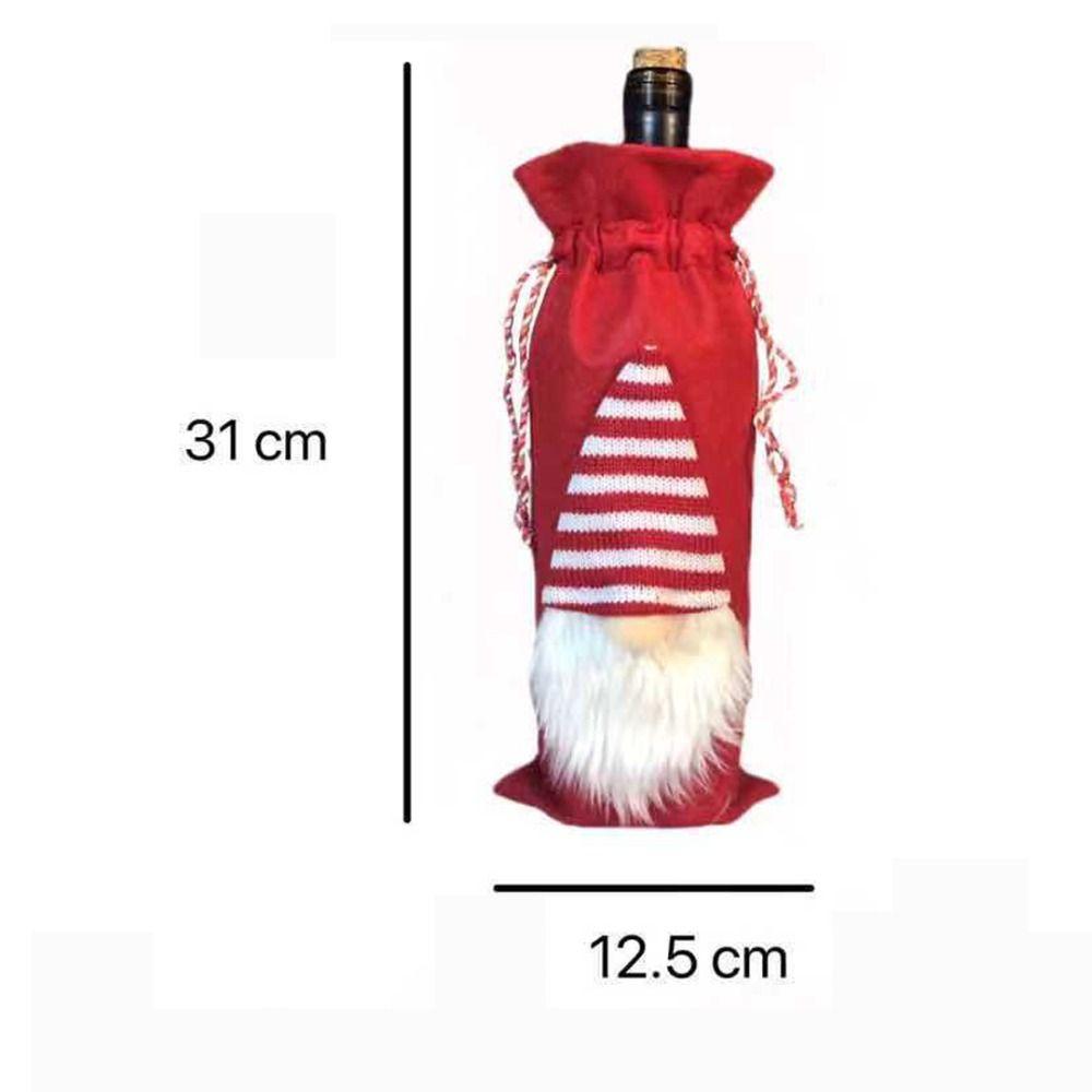 2Pcs Santa Christmas Faceless Doll Wine Cap Mini Cartoon Christmas Wine Bottle Bag Kawaii Reusable Christmas Wine Bottle Cover