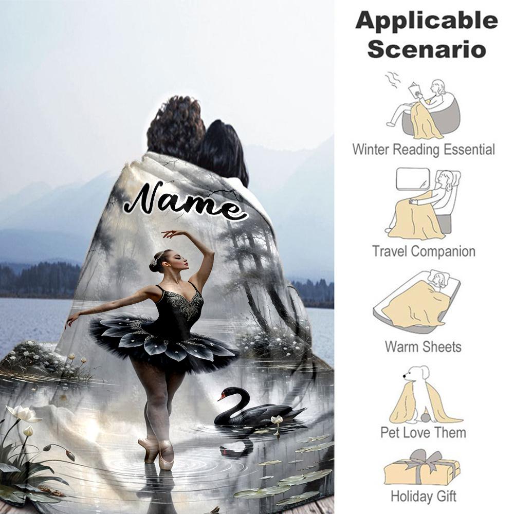 Ballet Dancer Personalized Text Blanket Lightweight Customizable Blanket Ultra-Soft Perfect for Office Couch Bedding Bed Four Seasons Multipurpose