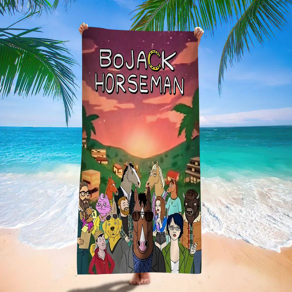 Grappige BoJack H-Horsemans Bath Towel Microfiber Soft Water Absorbing Breathable For Girl Kids Decorative Cartoon Beach Towel