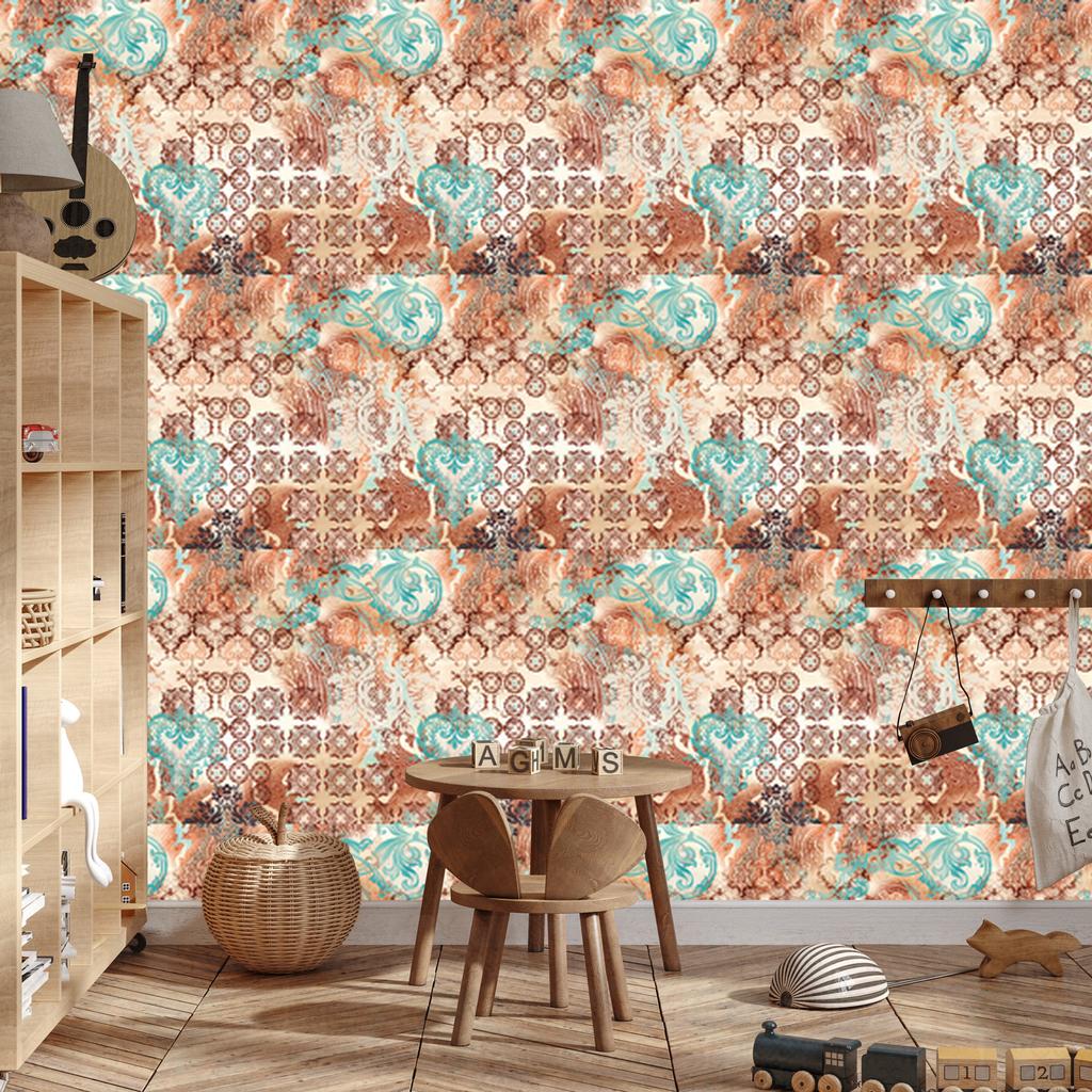 Ethnic Geometric Motifs Wallpaper for Living Room and Bedroom 50x1000