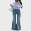 "Women's High Waist Slim Flared Jeans - 2025 Spring/Autumn Trend, Small Size, Elastic & Loose Fit"