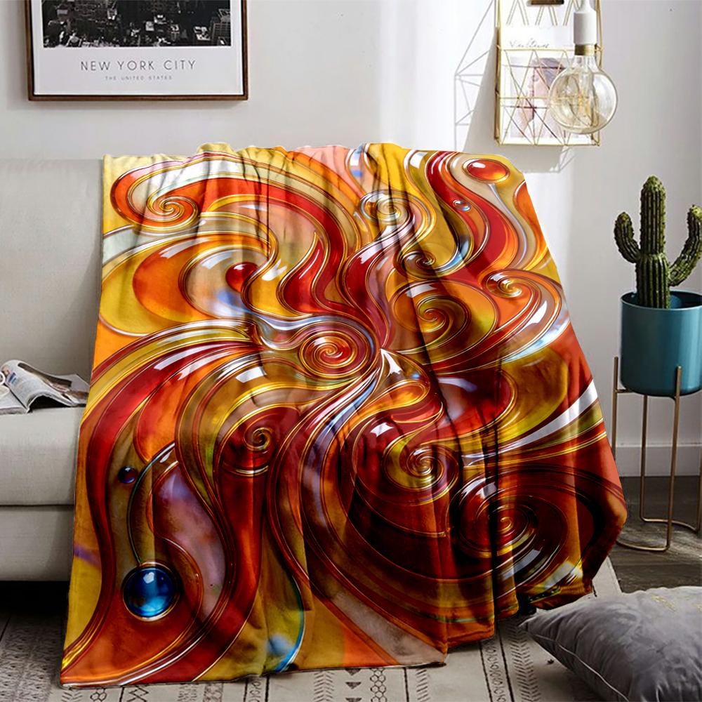 Abstract Swirl Pattern Blanket In Vibrant Red and Yellow Colors Blanket, Suitable for Use In the Bedroom, Living Room, On the Sofa