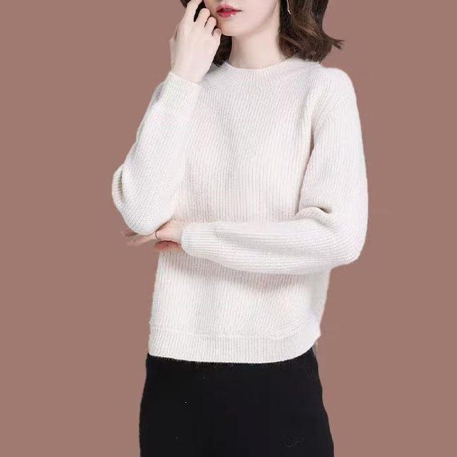 Women's Versatile Round Neck Stylish Knit Pullover Sweater - Age-Reducing, Trendy & Loose Fit