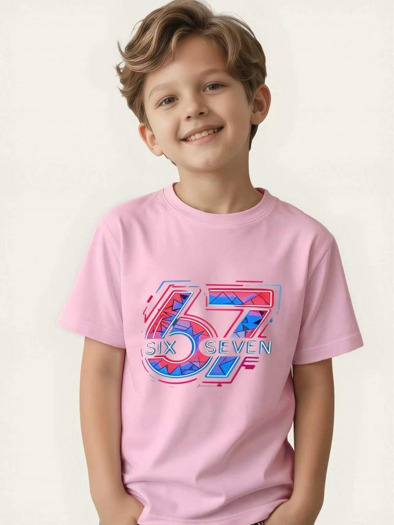 Technologically Colorful Children's T-shirts with Creative Printing Boys' Trendy Short-sleeves