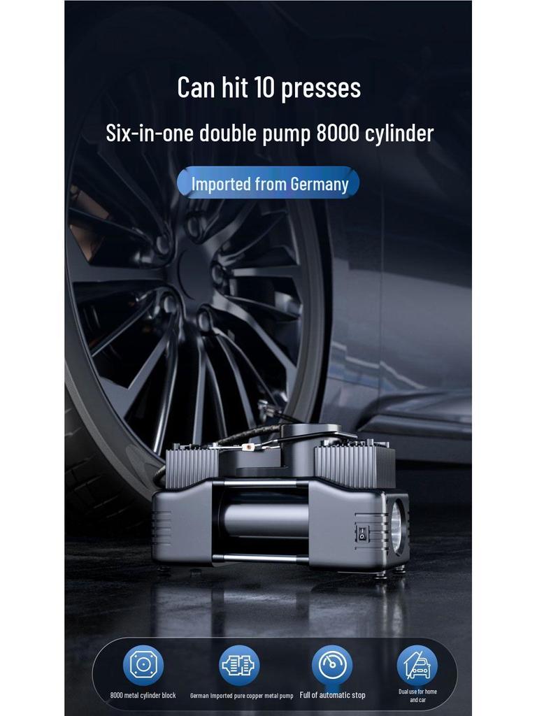 Dual-Cylinder High-Power Electric Car and Home Tire Inflator