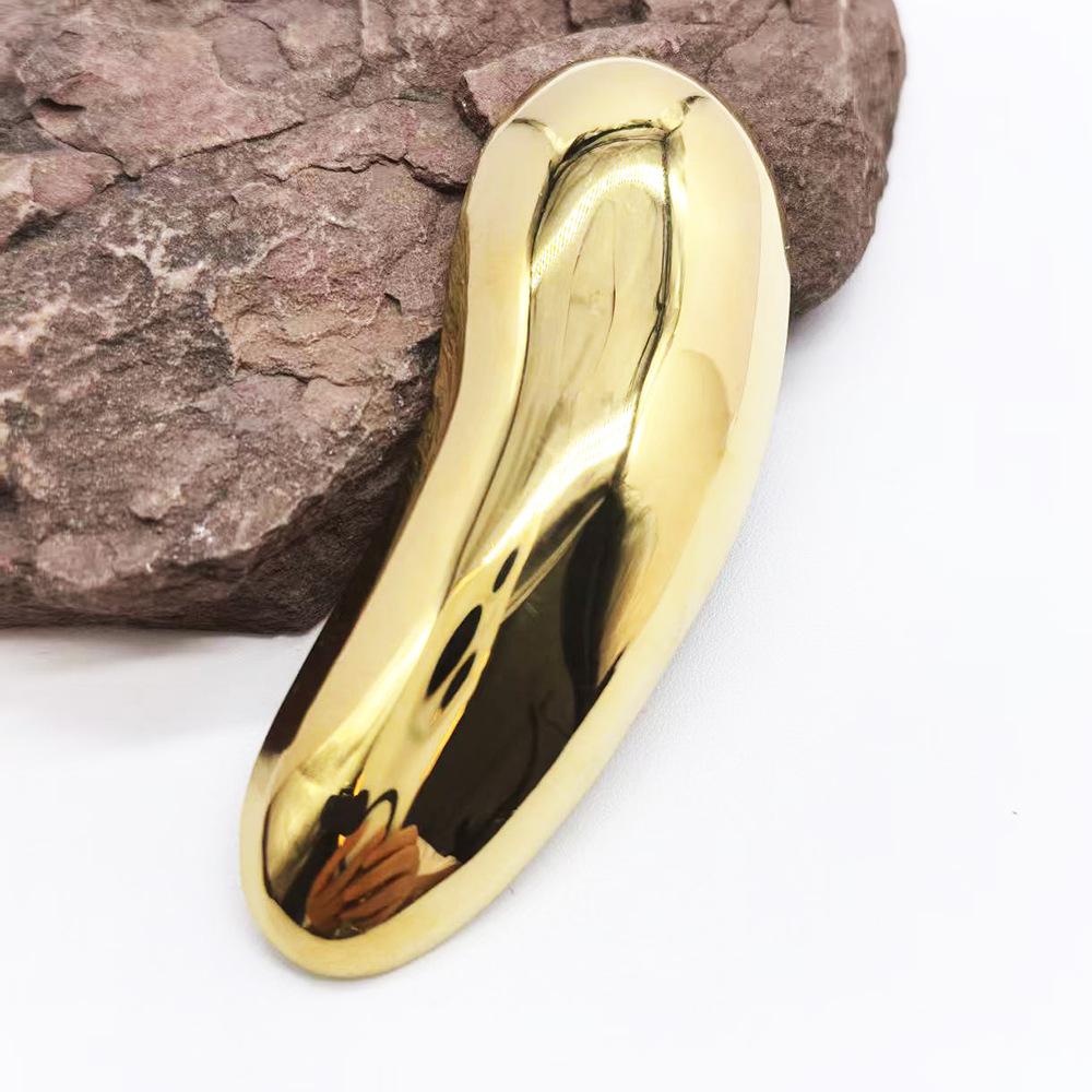 Französische Retro coole geometrische Schalspange, 18K Gold Edelstahl Spiegel, Jackenbrosche, minimalistisches Accessoire für Damen