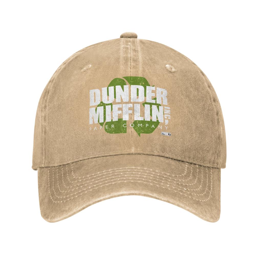 The Office Dunder Mifflin Recycle Logo Baseball Caps Vintage Distressed Washed TV Series Headwear Unisex Outdoor Hats Cap