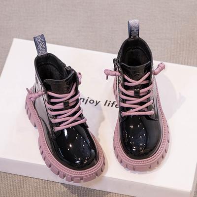 Spring and Autumn New Boys and Girls Cotton-Padded Leather Boots Velvet Short Boots Children's Boots