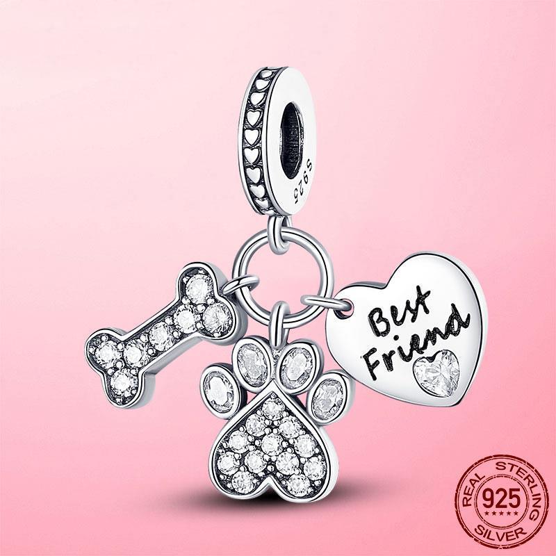 Copper Heart Butterfly Cz Infinite Dog Paw Flamingo Charms Beads Fit Original Women Bracelets Bangle Copper Jewelry