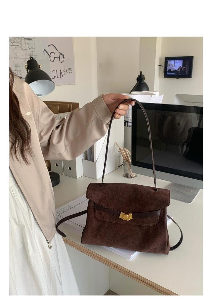 Niche Frosted Cowhide Retro Messenger Bag - Casual Crossbody/Shoulder Hobo Bag