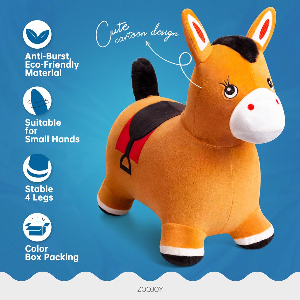 Cute Donkey PVC With Plush Cover Inflatable Riding Toy for Kids Jumping Animal Toy