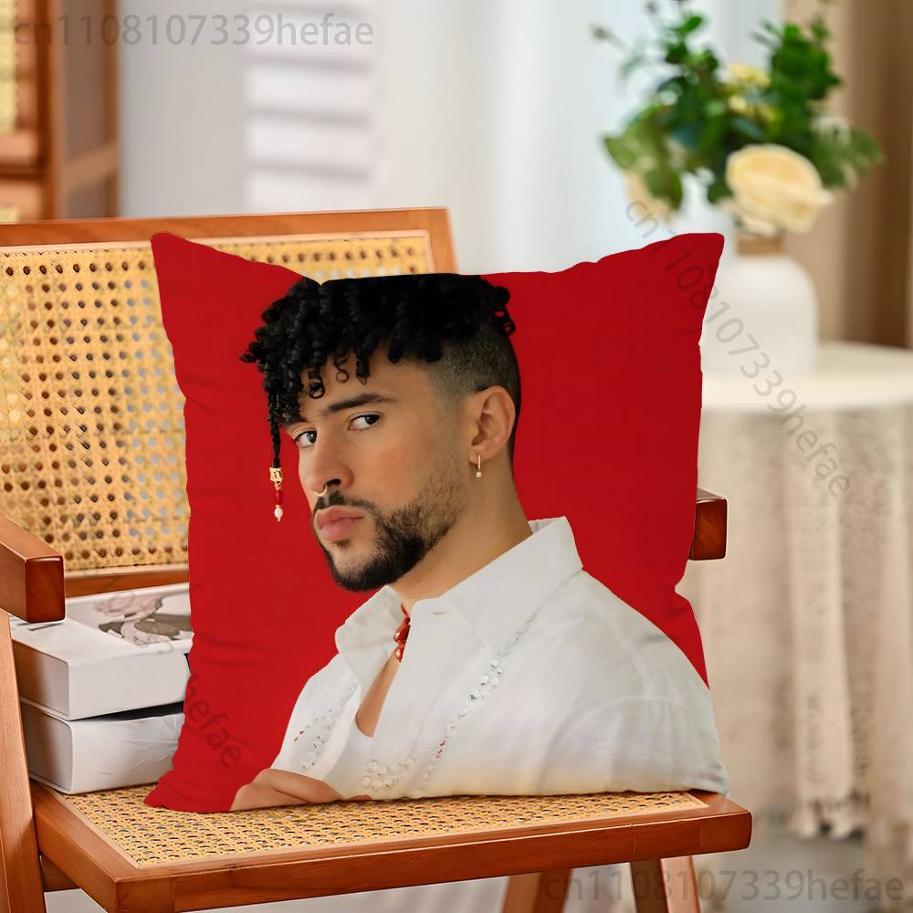 BBad BBunny Singer Throw Pillow Case For Decoration 30cm 50cm 55cm Square Home Pillowcase Case