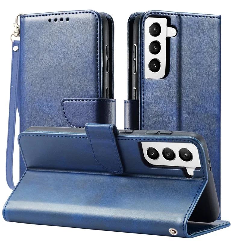 Cards Solt Wallet Leather Case For Samsung S25 Ultra S24 Plus S23 FE S22 A16 A26 A36 A56 A55 A35 A15 Flip Hand Strap Bag Cover