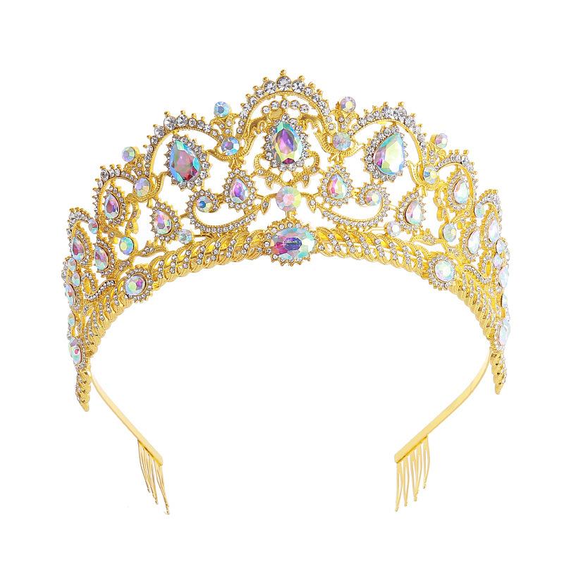 Bridal Crown Alloy Rhinestone Headband Prom Party Performance Headwear Wedding Crystal Crown Anti-Slip Comb Headwear New