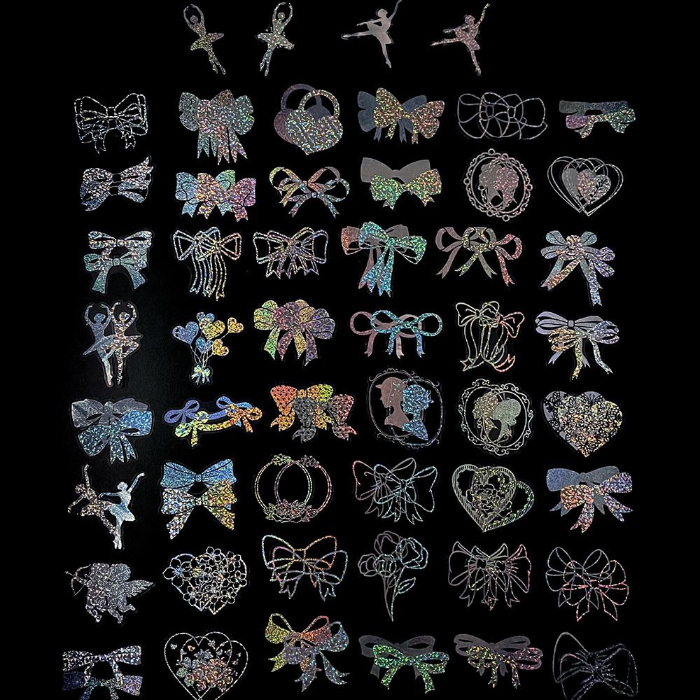 100pcs Cute Cartoon Anime Laser Holographic Stickers Aesthetic Butterfly Decal Scrapbook Laptop Phone Car Funny Sticker for Girl