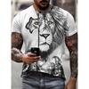 Loose Fit 3D Printed Lion Pattern T-shirt