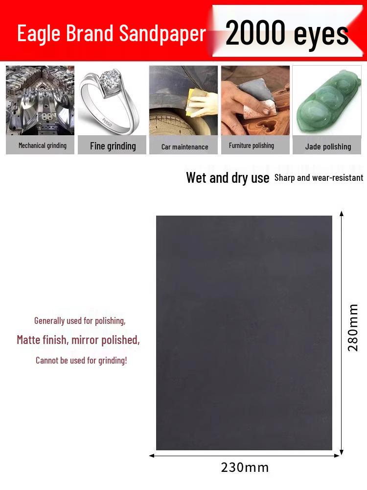 Șmirghel Fin Superfin Manual Brand Eagle, Granulație 2000, pentru Lustruire Lemn, Metal și Pereți