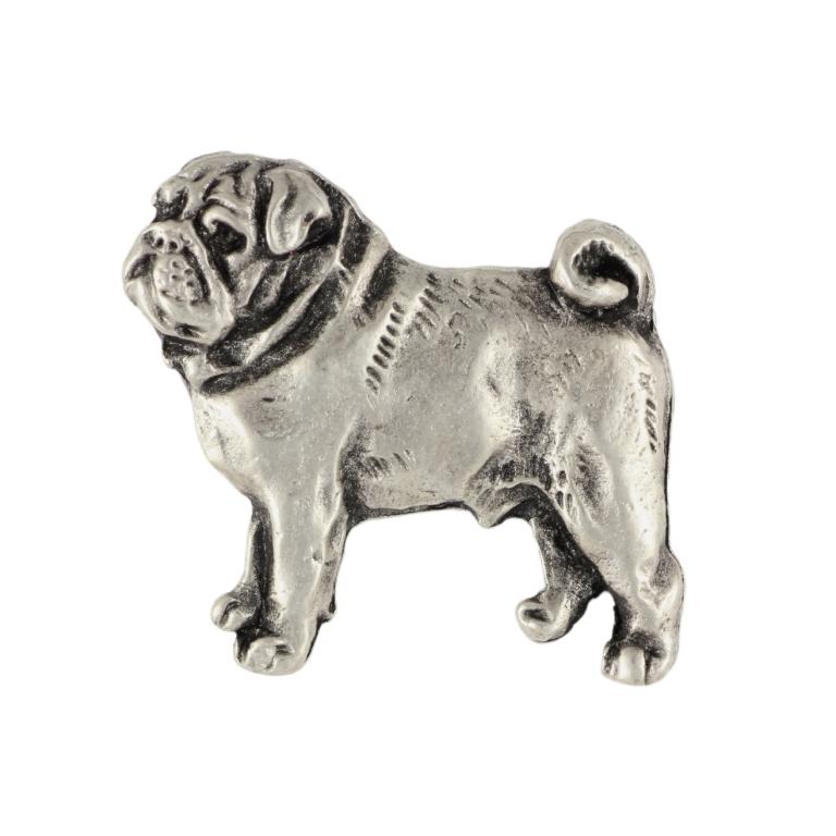 Mops - Versilberte Hundebrosche, elegante Anstecknadel, Jackenrevers-Dekoration der Marke Art-Dog