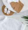 Boys' White Stripe Short-Sleeve Shirt & Khaki Shorts Set (2025 Spring/Summer Collection)