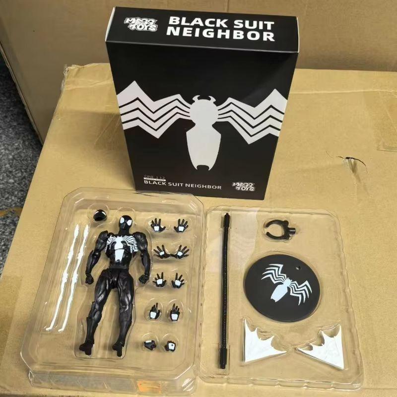 High Quality Black Suit Neighbor Symbiote Spider Man Black Venom Battle Suit Joint Movable Figurine Messtoy Model Gift